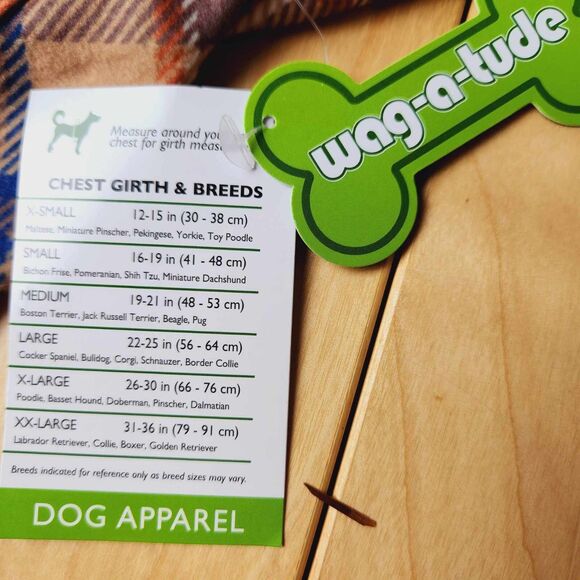 Wag-a-Tude Dog Flannel Hoodie Size M Brown Blue Plaid Shirt Pockets Warm NEW - Picture 4 of 5